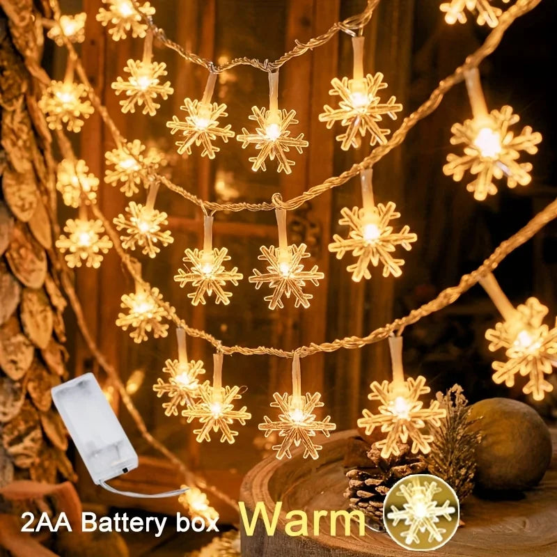1 String of Christmas Snowflake Lights, Party Decoration Lights, Christmas Decorations, Birthday Party Supplies, Room Decoration
