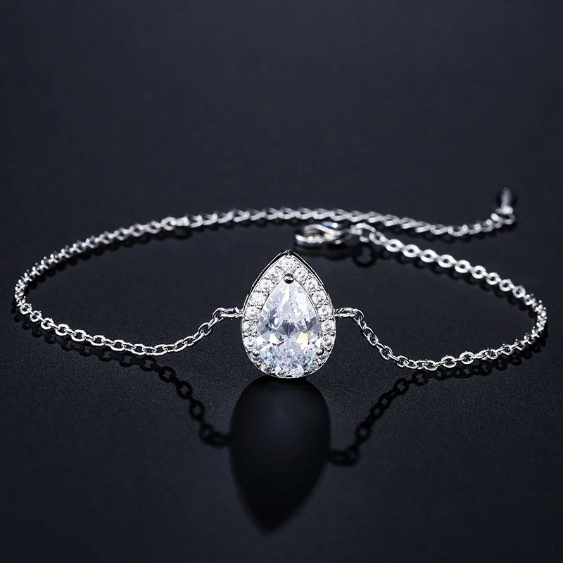 ZAKOL Classic Water Drop Zirconia Wedding Jewelry Set for Women Shiny AAA Cubic Zircon Earrings Necklace Jewelry Sets Gift