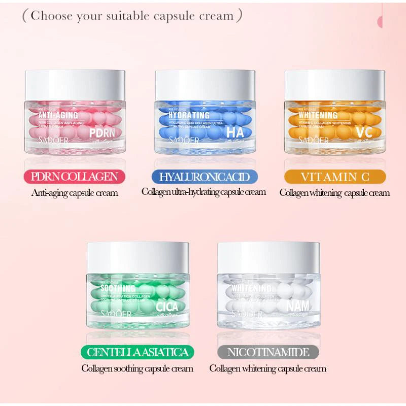 Collagen Asiatica Capsule Face Cream 60g PDRN Vitamin C Niacinamide Glow Plump Skin Cream Soothing And Hydrating Daily Skincare