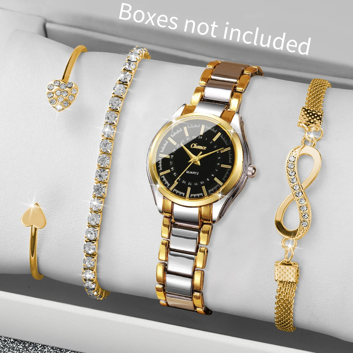 4PCS/Set Fashion Small Dial Women Watches Ladies Luxury Analog Quartz Wristwatch Bracelets Set Reloj Mujer（Without Box）