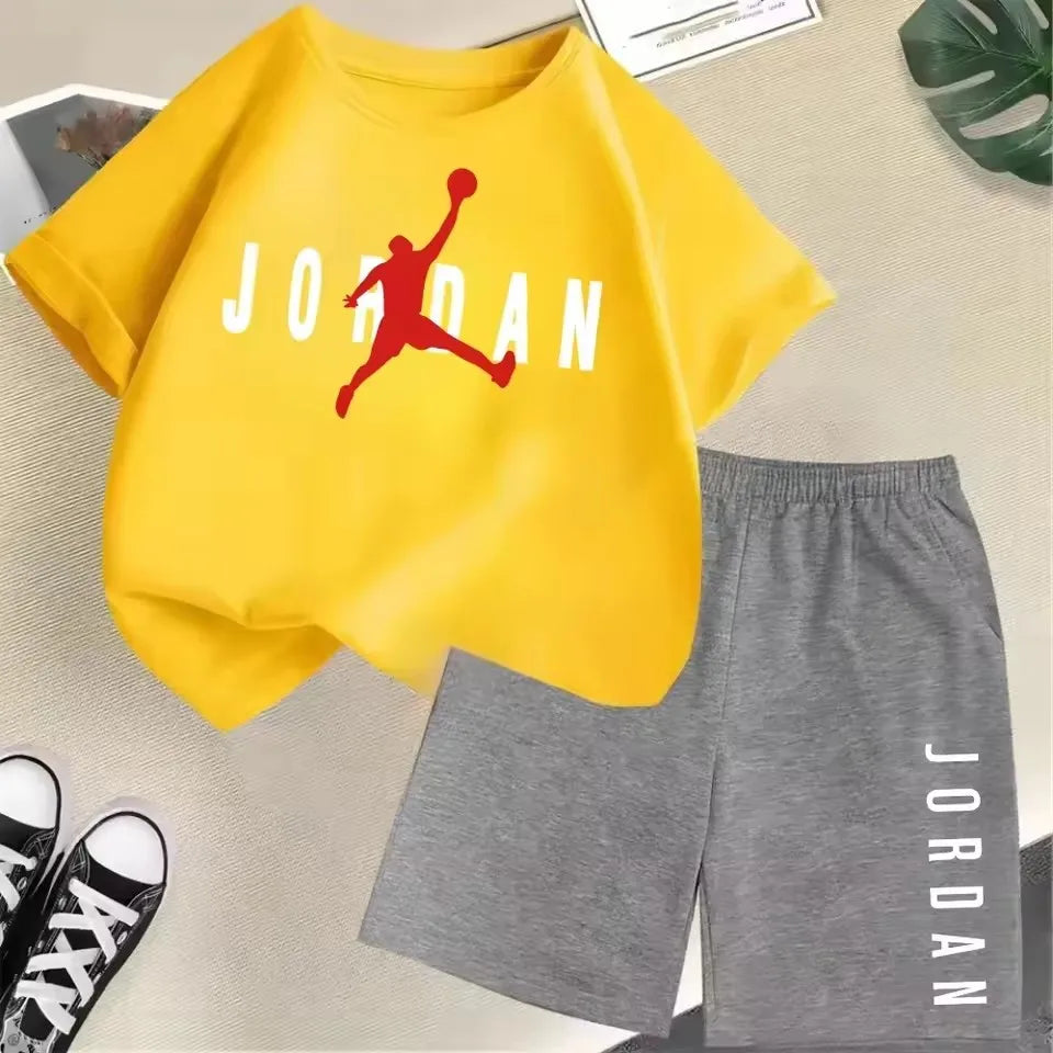 Summer Short Sleeve Children Set Slam Dunk Master Pattern Print Sports T-shirt+Shorts 2pcs Set Kids Boys Girls Fashion Tracksuit