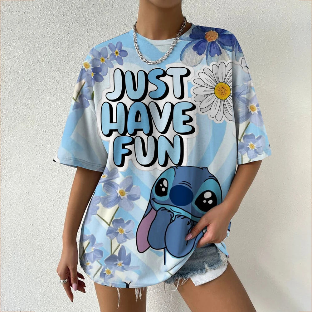Stitch Oversized Cartoon T-Shirt – Casual Street Style