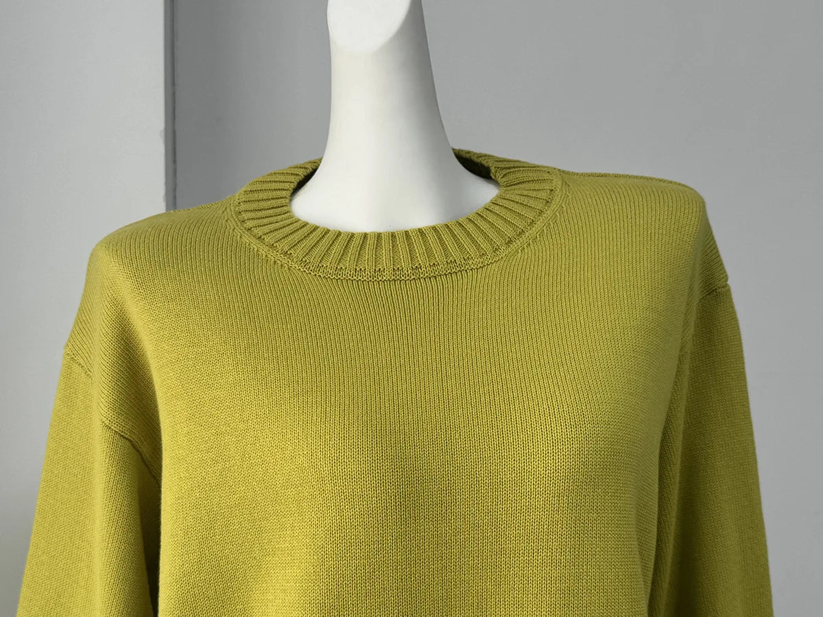 Women's Casual Solid Cotton Pullovers O-Neck Long Sleeve Warm Loose Knitted Top Female Autumn Winter Basic Soft Sweater