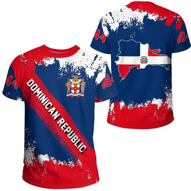 DOMINICAN REPUBLIC Flag 3D Print Sports Quick-dry Breathable Men T-shirt Outdoor Football Jersey Team Short-sleeve Top Clothing