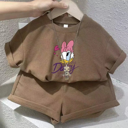 Summer Baby Girls Clothes Set Kid Fashion Disney Printed T-Shirts