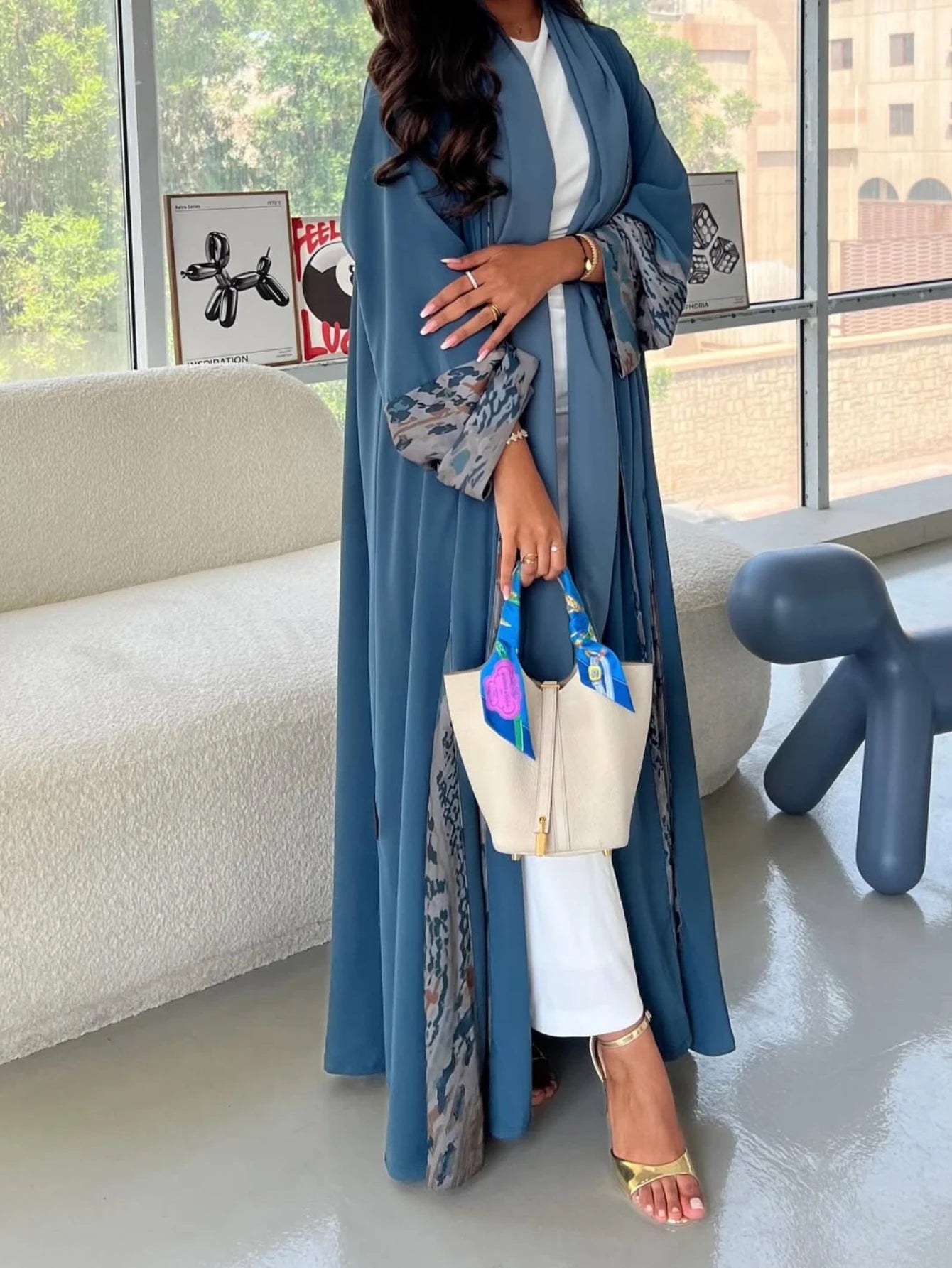 New arrival elegant women abaya set including a kaftan-style abaya for spring season, Ramadan, Eid celebrations