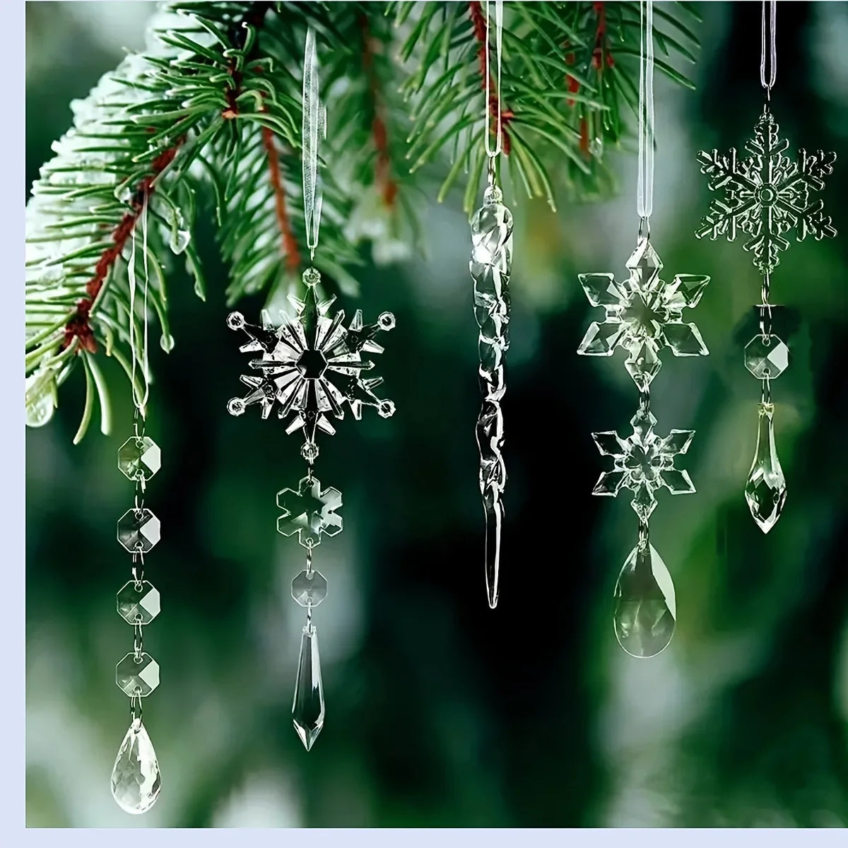3/5/18pcs Crystal Christmas Tree Ornaments - New Year, Winter Party Decorations, Festive Tree Decorations, Best for Christmas
