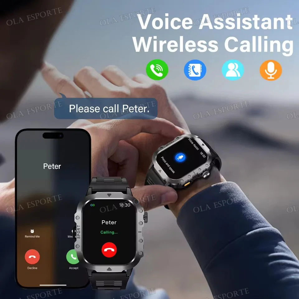 New LED Men's Smartwatch Bluetooth Talking Smartwatch Multi Sport Mode Health Monitor Outdoor Sport Smart Watch For Android