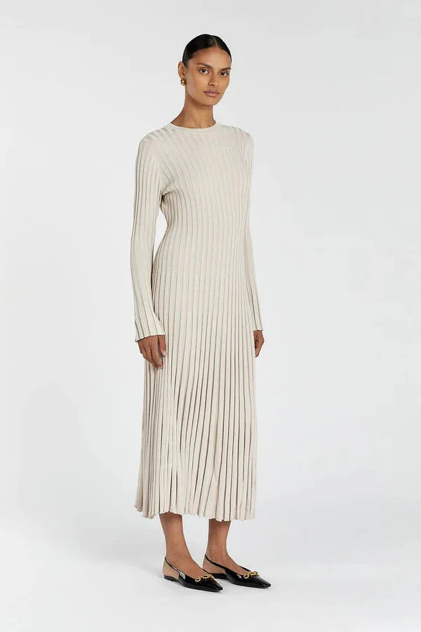 Vintage Lace-Up Female Knit Maxi Dress Elegant High Waist Patchwork Long Sleeve Loose Solid Dress Bodycon Knitwear Basic Dresses