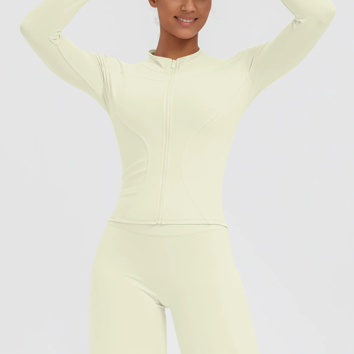New Women's Stand-Up Collar Yoga Jacket Summer Fitness Sports Solid Color Workout Top Yoga Zipper Long Sleeves Sports Top Coat