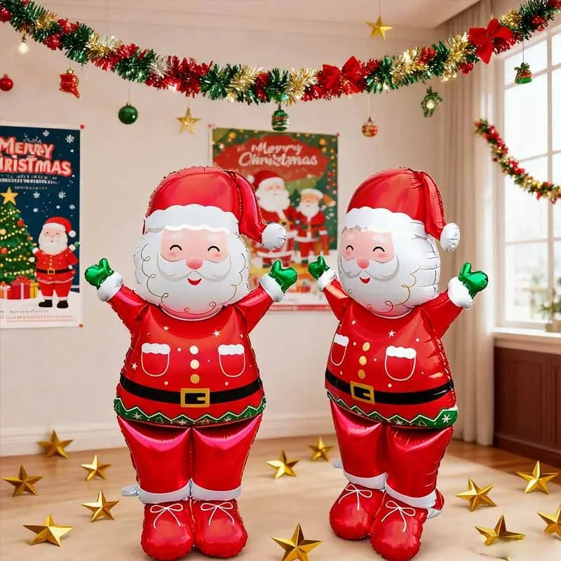 1pc Extra Large Standing Santa Claus Foil Balloon/Christmas Holiday Party Decoration/New Year Birthday Supplies Easter Gift
