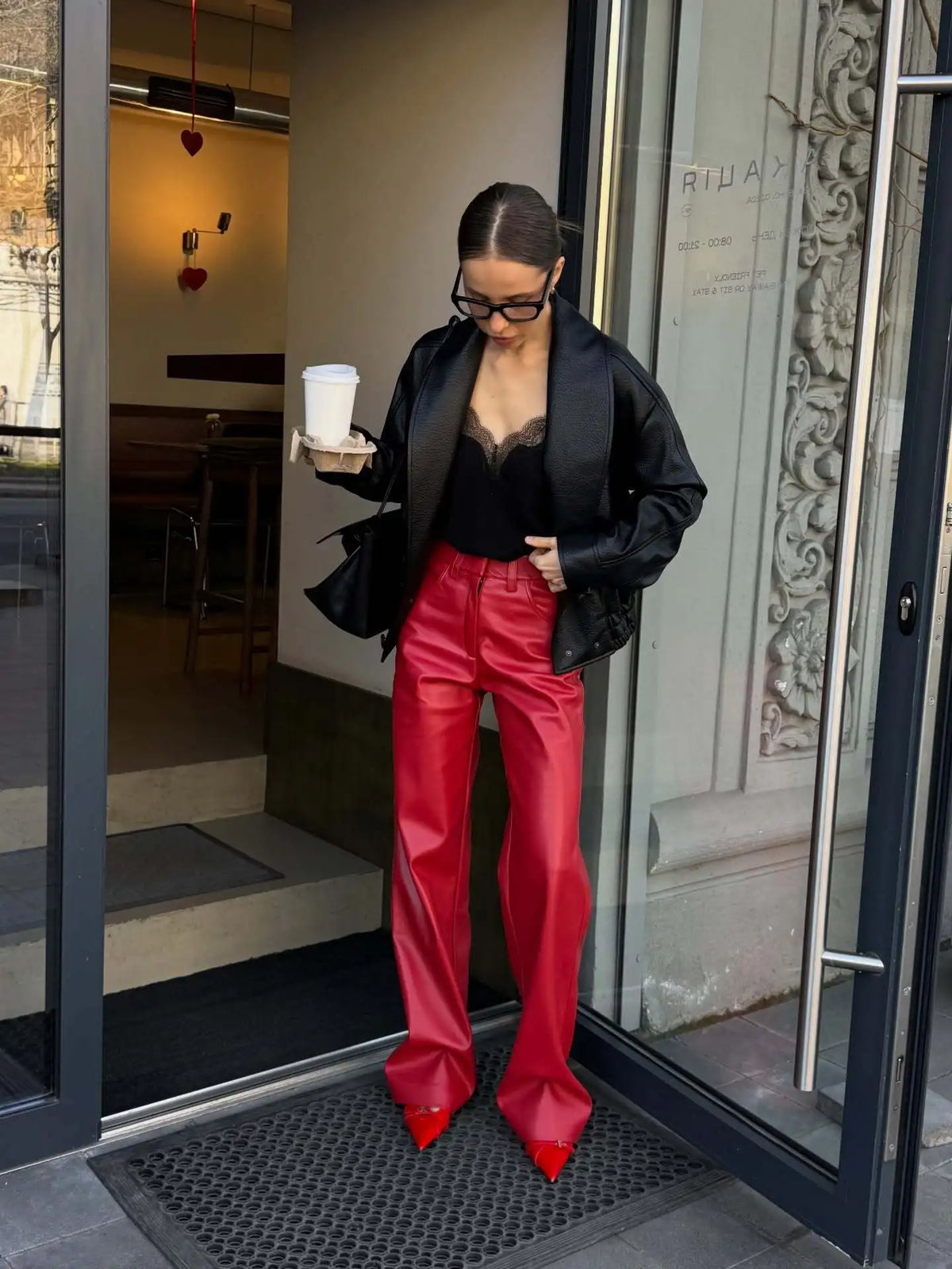 Vintage Ultra-soft PU Leather Pants High Waist Wide Leg Drape Straight-leg Slim Fit Pants 2026 Autumn Winter Streetwear