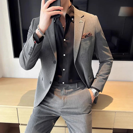 Men’s Slim Fit Suit – Left ROM Smart Casual Blazer & Trousers (All Seasons)