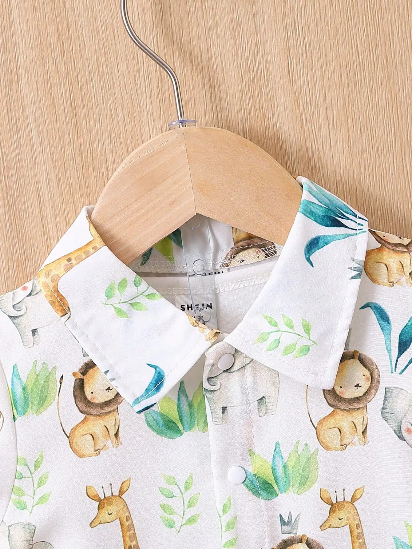 Summer Baby Boy Casual Animal Print Short-Sleeved Shirt And Shorts 2-Piece Set Boys' Vacation Travel Shirt Set