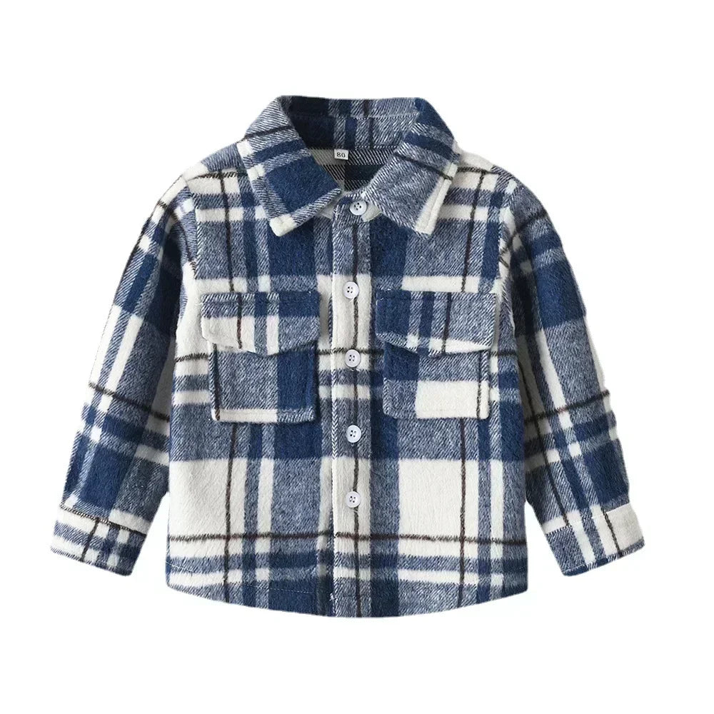 Children's Autumn Plaid Long Sleeved Shirt Brother & Sister Shirt Cotton College Style Thickened Shirt Boys Shirts Girls Blouse