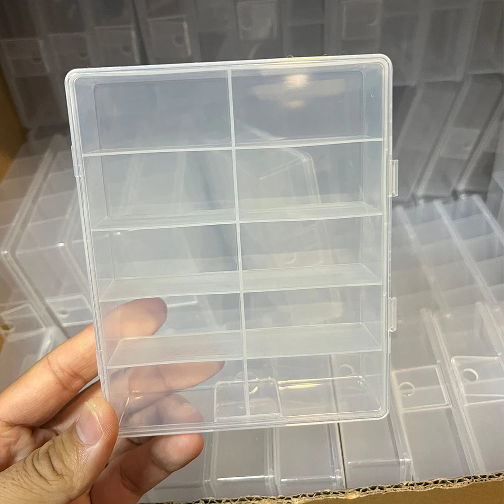10 Grids Transparent Nail Art Storage Box علبة تخزين شفافة متعددة الأقسام لمستلزمات الأظافر – 10 خانات