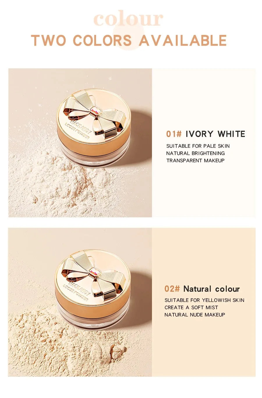 Weightless Silky Loose Powder Foundation for Fresh Base Makeup Mattifying All-Day Touch-Up Cosmetic Accessory