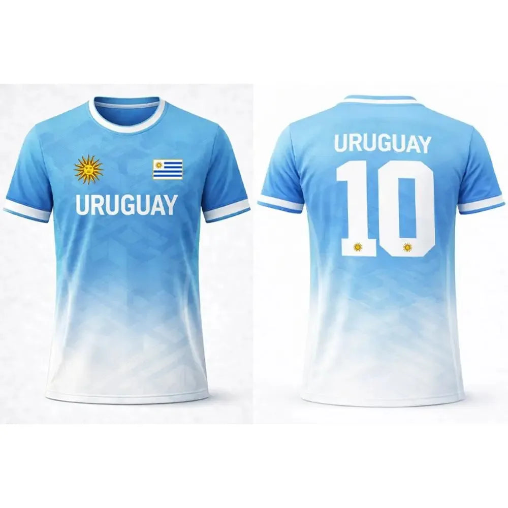 Uruguay Style Summer 3D Printed Soccer Jersey T Shirt Breathable Quick Dry Family Style for Kids Adults Outdoor Training Sports
