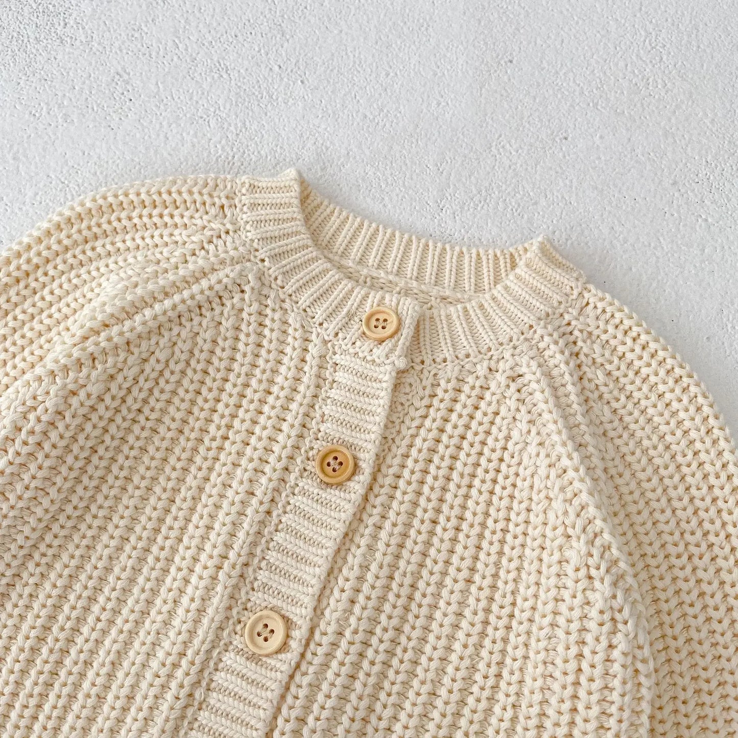 6963 Baby Sweater Coat Spring Autumn Solid Color Beige Knitted Girl's Sweater Long-sleeved Coat 0-3Year Kid's Cardigan Sweater