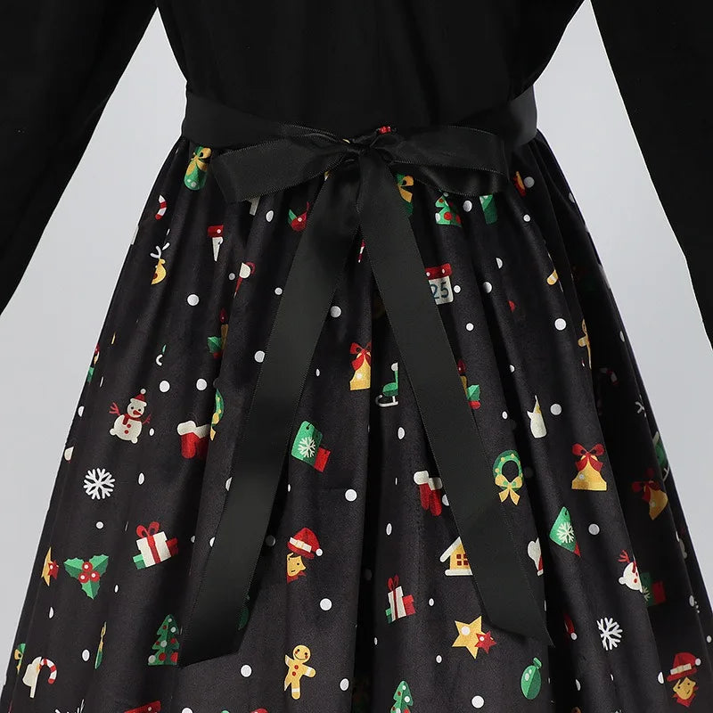 Christmas Themed Print Dress Family Atmosphere Party Event Costume Christmas Halloween Cos Costume