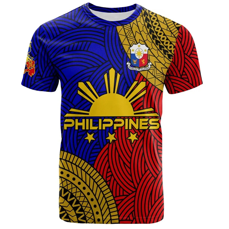 2026 New 3D Printed Philippines Independence Day Pattern T Shirt Breathable Quick Dry Family Style for Kids Adults  Training
