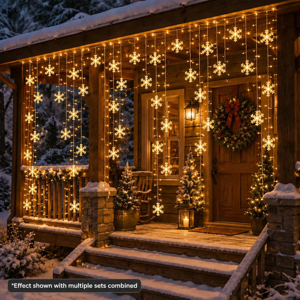 3/6M Snowflake LED String Lights, Warm White Christmas Fairy Lights for Indoor Holiday Party & Xmas Tree Decoration