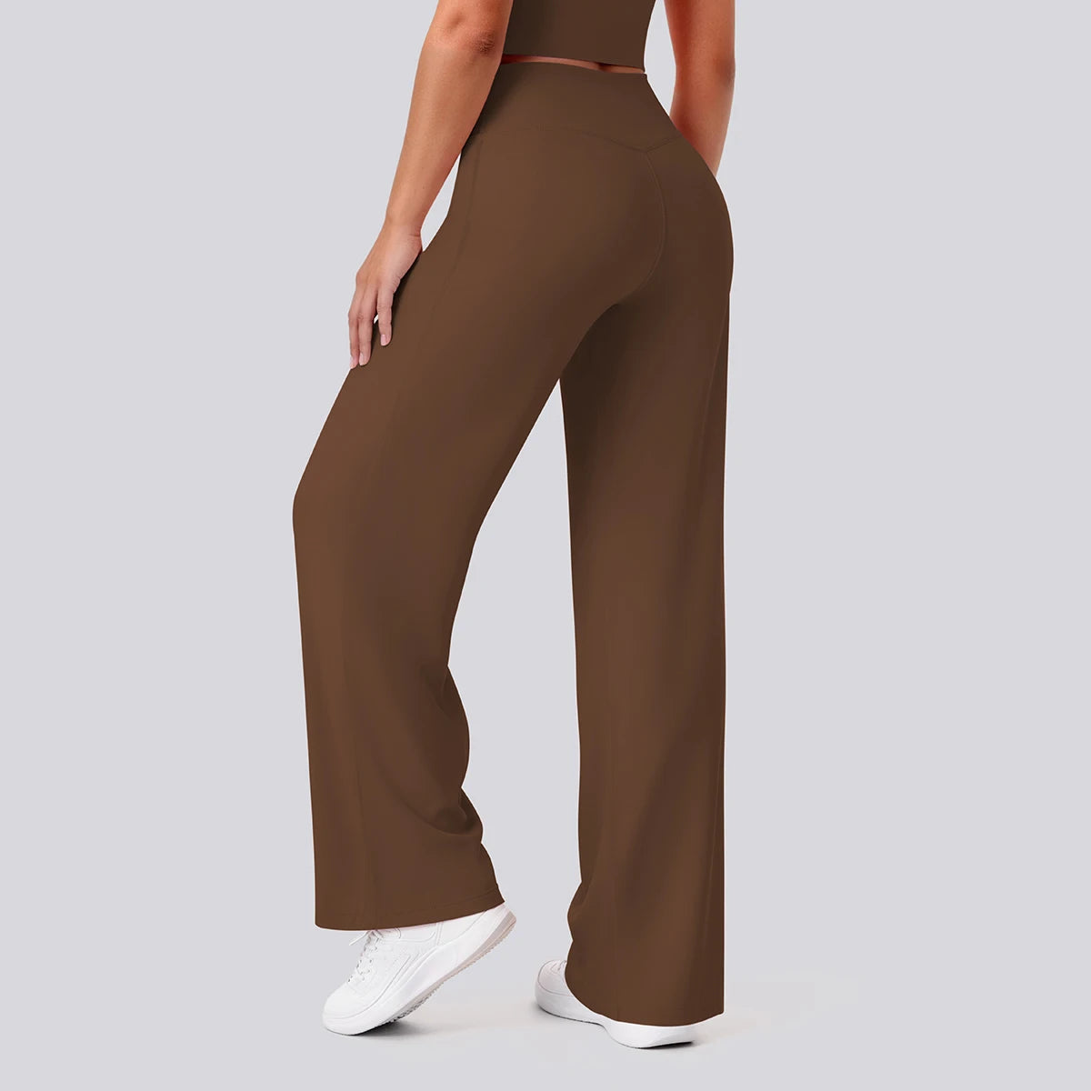 Rooftrellen Women's Sports Pants Bell-bottoms High Waisted Gym Loose Wide Leg Pants Solid Color Thin Fitness Sports Female Pants