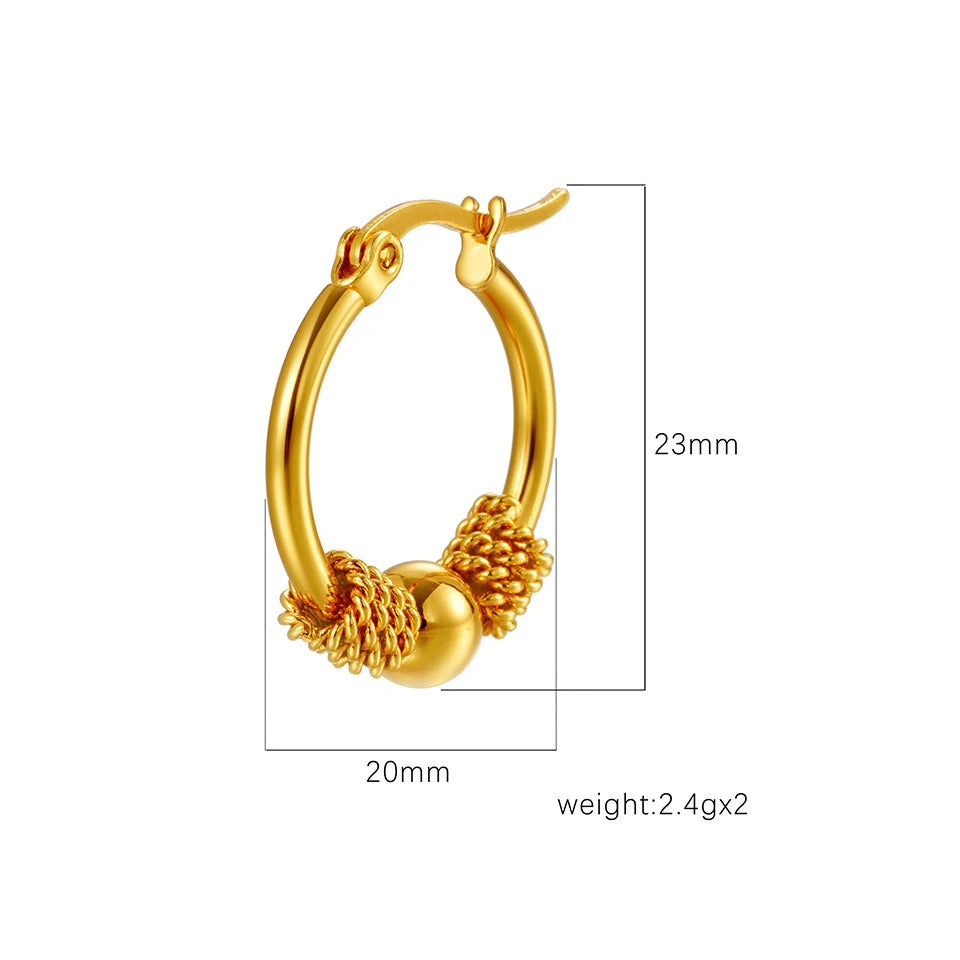 ZAKOL 316L Stainless Steel Golden Hollow Woven Circular Shape Earrings For Womens Fashion Trendy Ear Jewelry Lady Party Gift
