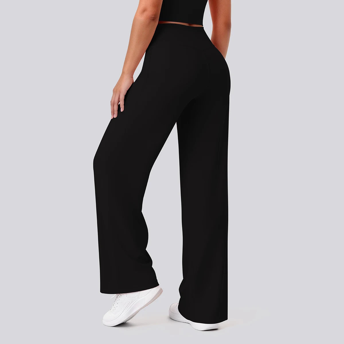 Rooftrellen Women's Sports Pants Bell-bottoms High Waisted Gym Loose Wide Leg Pants Solid Color Thin Fitness Sports Female Pants