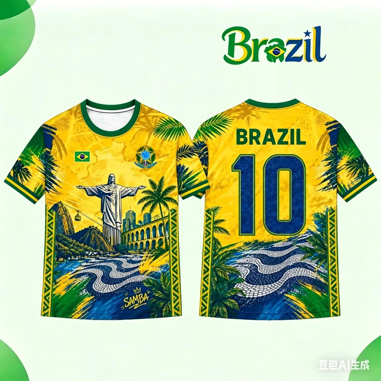 Brazil Theme Soccer T Shirt 3D Printed Tropical Landscape Print Family Style for Adults Kids Breathable Quick Dry Training Tee