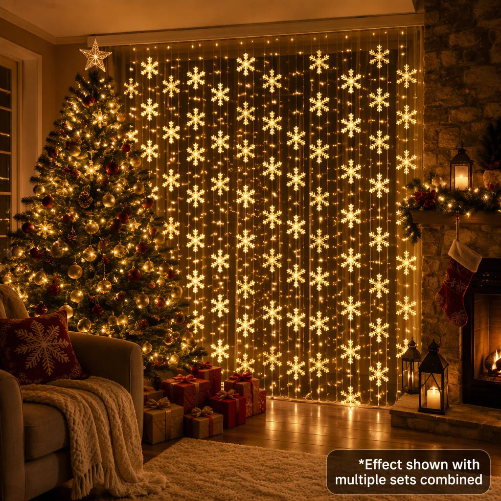 3/6M Christmas Snowflake LED Fairy String Lights,Battery Operated Holiday Decor Lights for Home,Window,Fireplace,Xmas Tree Decor