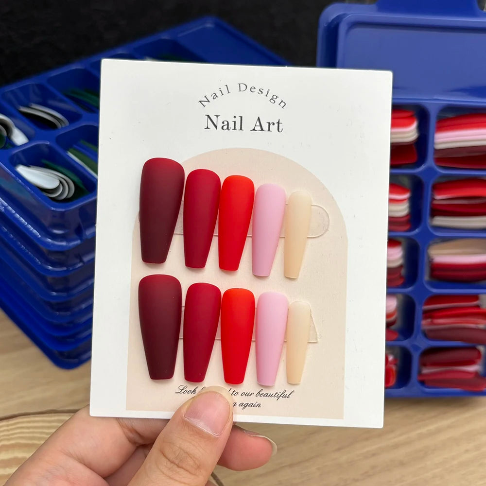 120Pcs Long Coffin False Nails Mixed Color Press On Nails Acrylic Manicure Extension Artificial Square Full Cover Fake Nail Tips