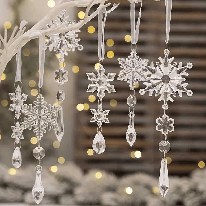 3/5/18pcs Crystal Christmas Tree Ornaments - New Year, Winter Party Decorations, Festive Tree Decorations, Best for Christmas