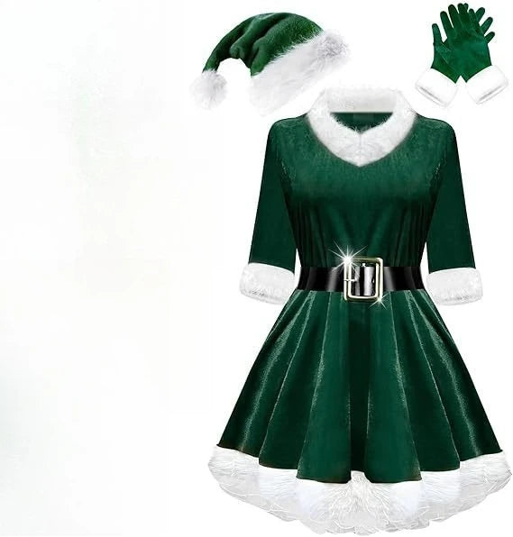 4-Piece Santa Claus Costume, Ladies Santa Dress Santa Claus Costume