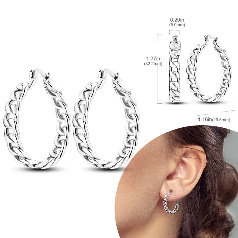 925 Sterling Silver Hoop Earrings with Zircon
