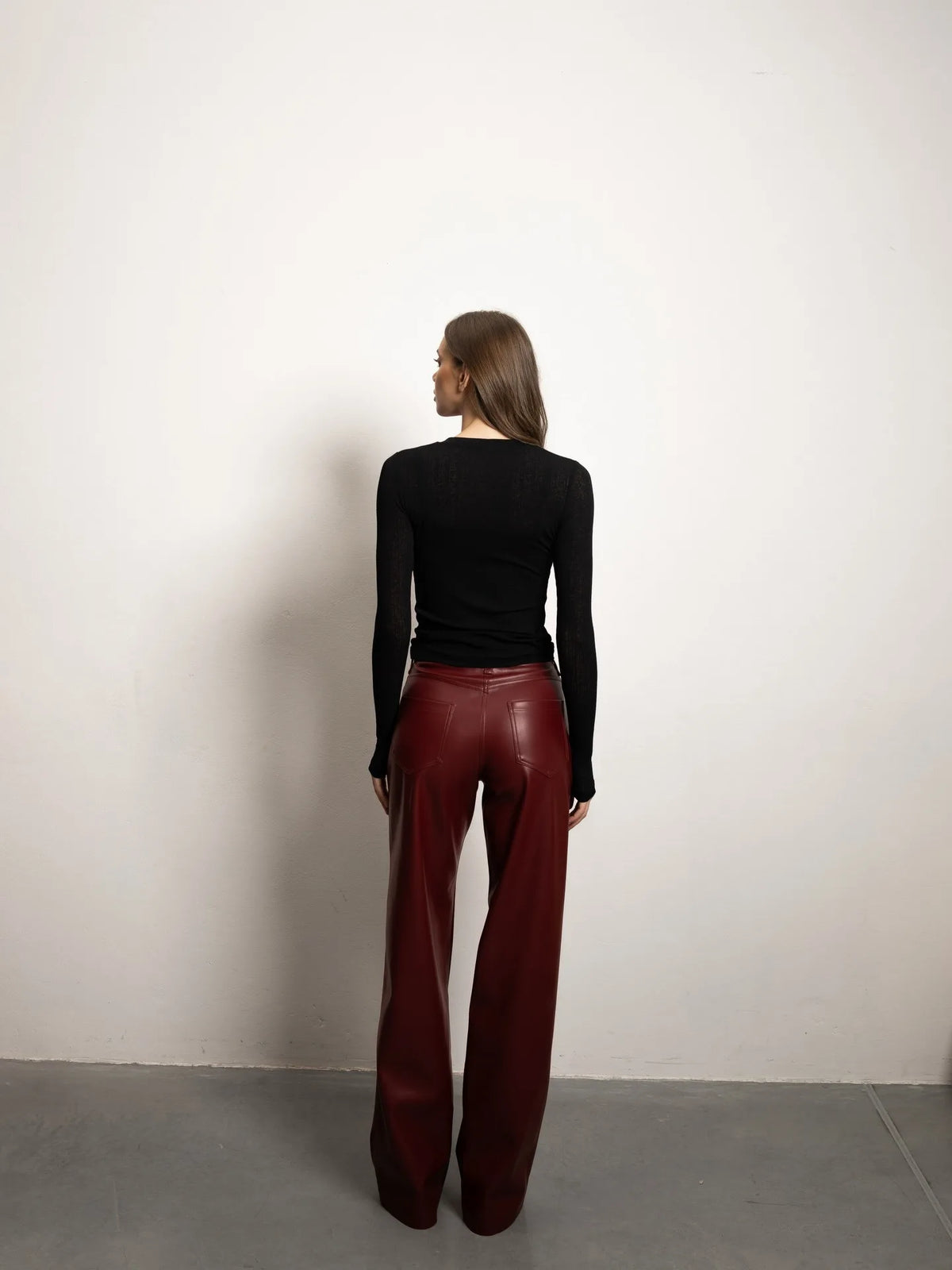 Vintage Ultra-soft PU Leather Pants High Waist Wide Leg Drape Straight-leg Slim Fit Pants 2026 Autumn Winter Streetwear