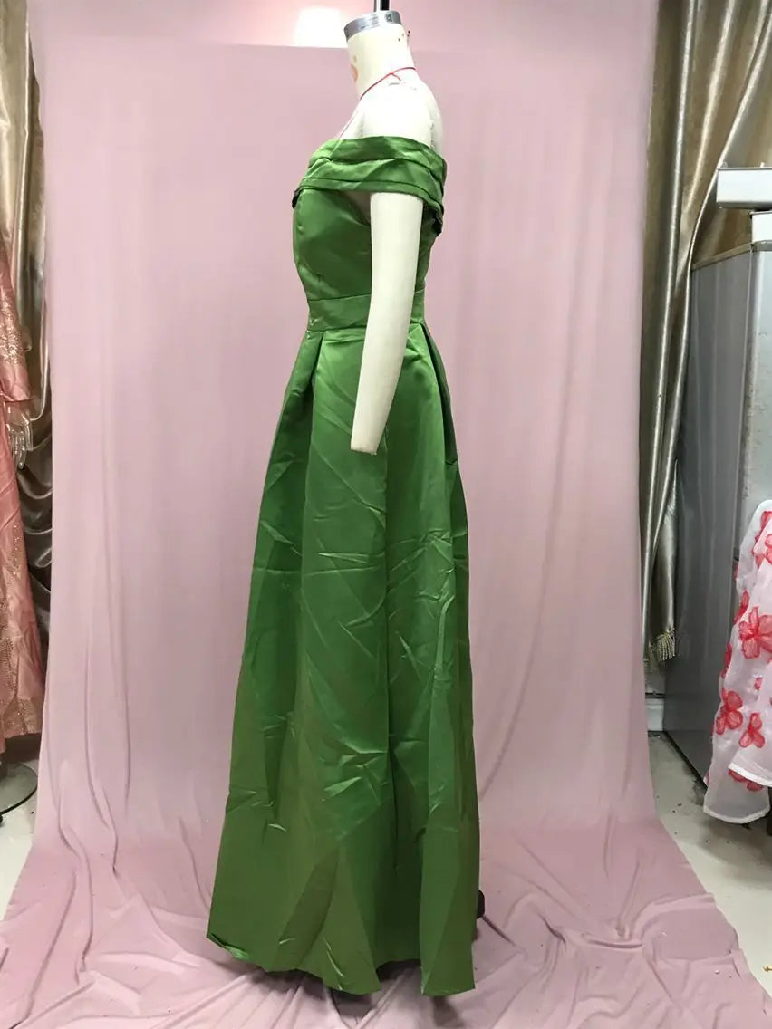 BKLD Solid Color Fashion One Shoulder Satin Dress Birthday Party Fluffy Dress 2026 Autumn Women Clothing Green Split Sexy Dress