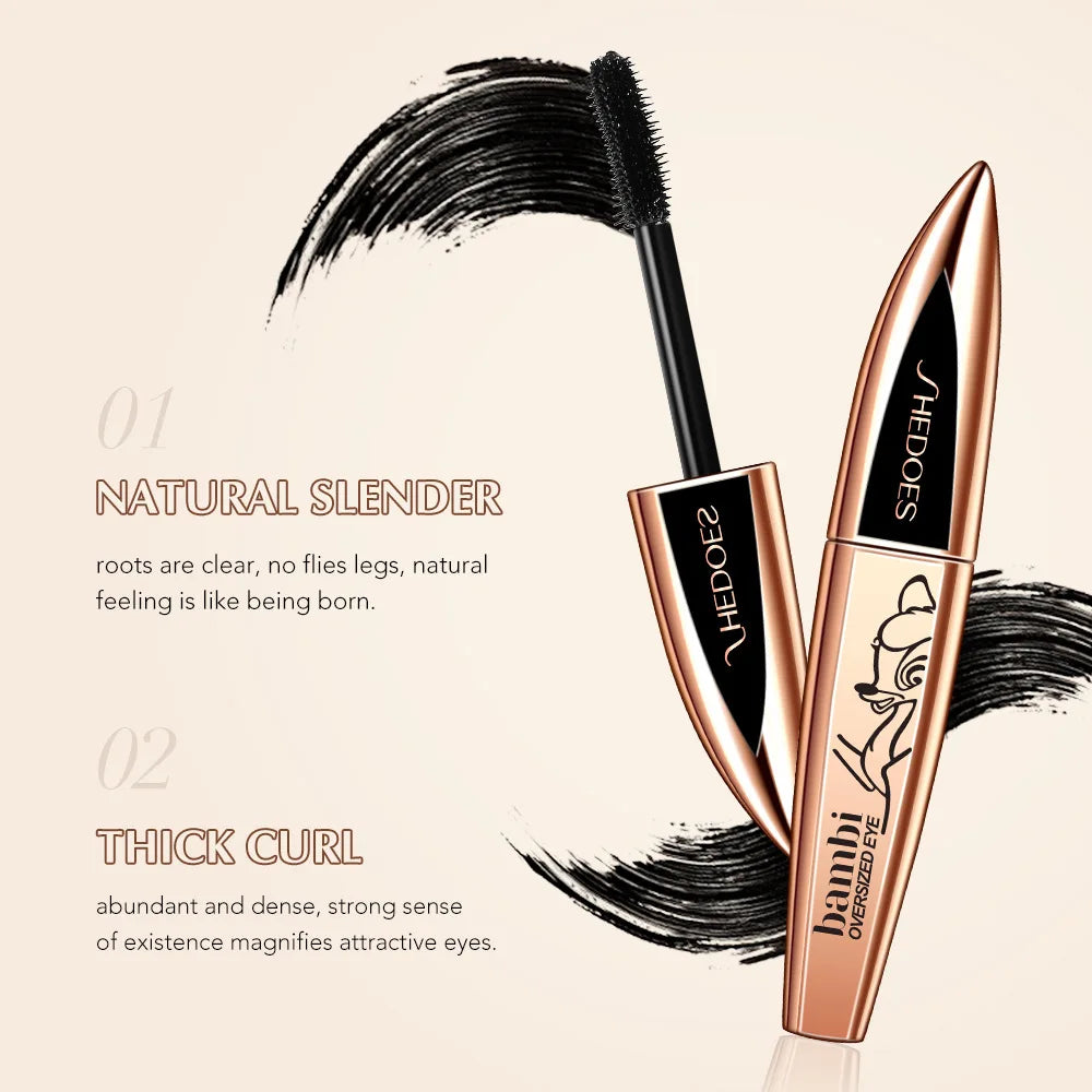 5D Thick and Long Black Silk Fiber Deer Eye Black Large Capacity Eye Makeup: Black Cosmetics Beauty Eye Makeup