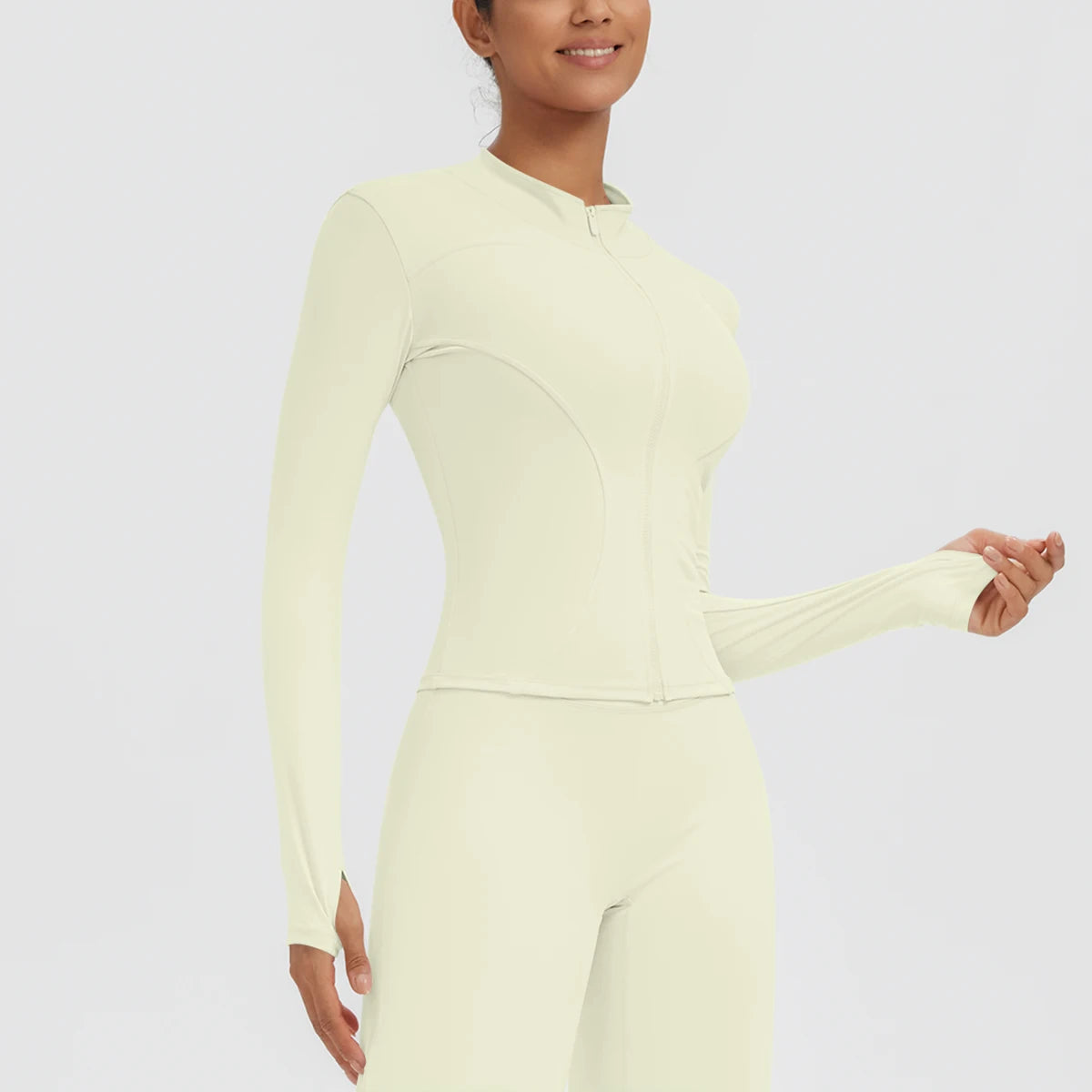 New Women's Stand-Up Collar Yoga Jacket Summer Fitness Sports Solid Color Workout Top Yoga Zipper Long Sleeves Sports Top Coat