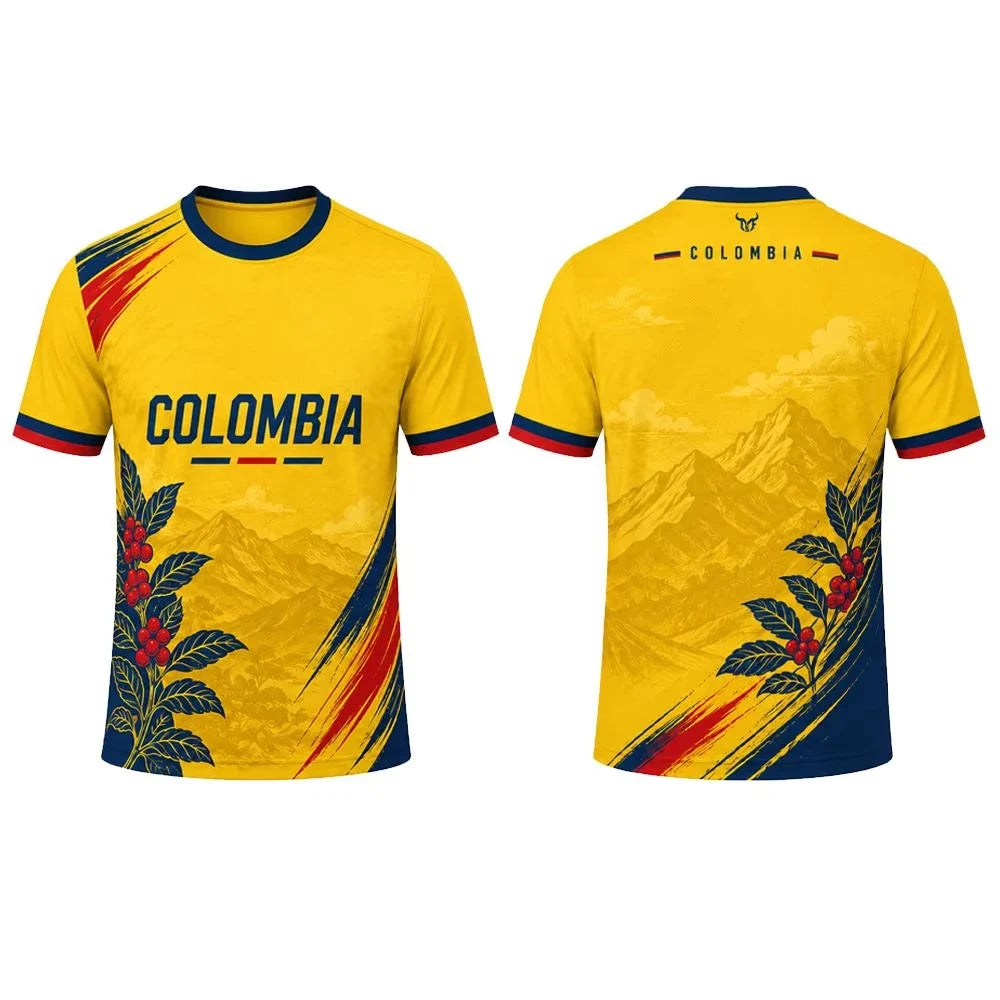 Colombia Flag 3D Printed T Shirt Family Style for Adults Kids Outdoor Casual Breathable Short Sleeve Top for Sports Fitness