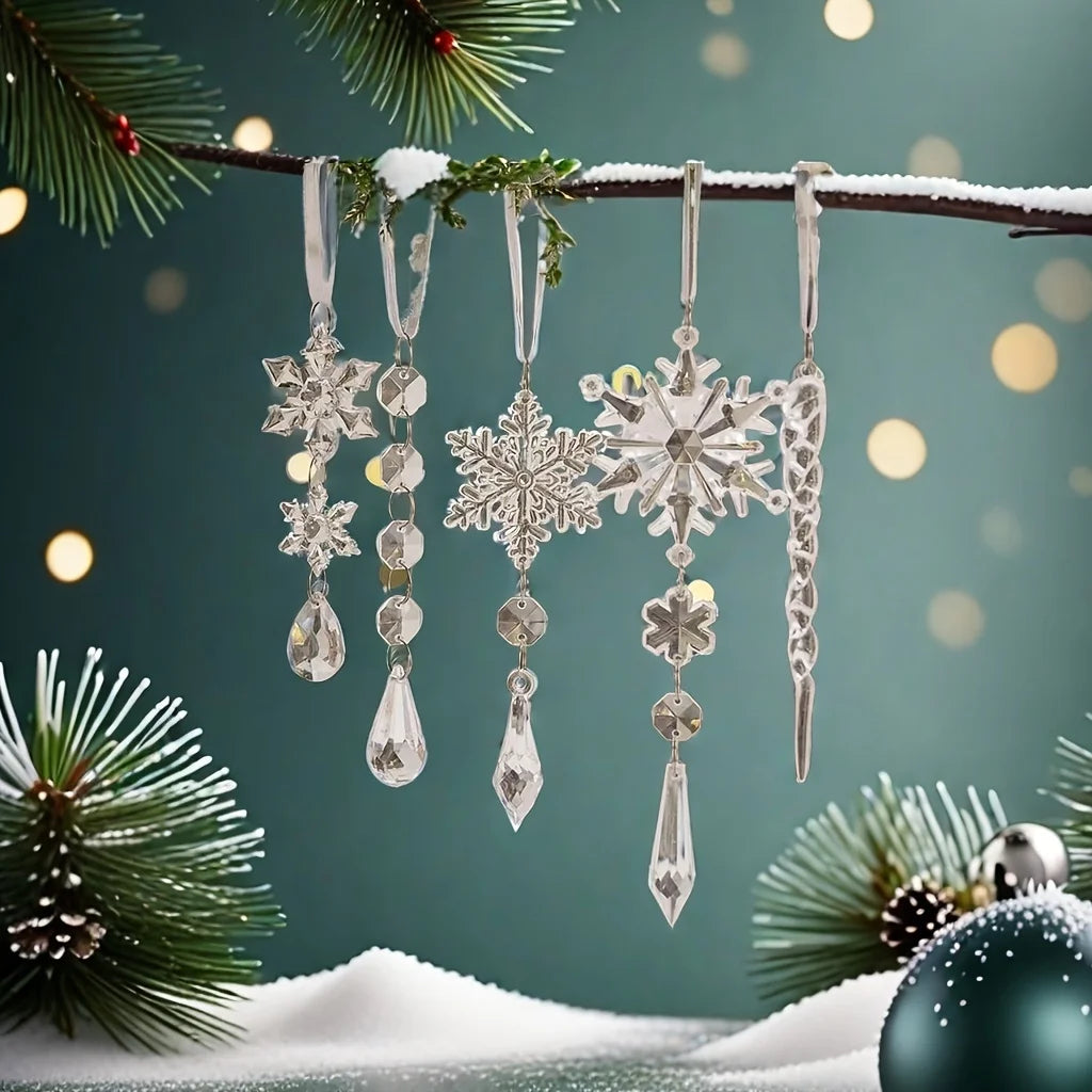 3/5/18pcs Crystal Christmas Tree Ornaments - New Year, Winter Party Decorations, Festive Tree Decorations, Best for Christmas