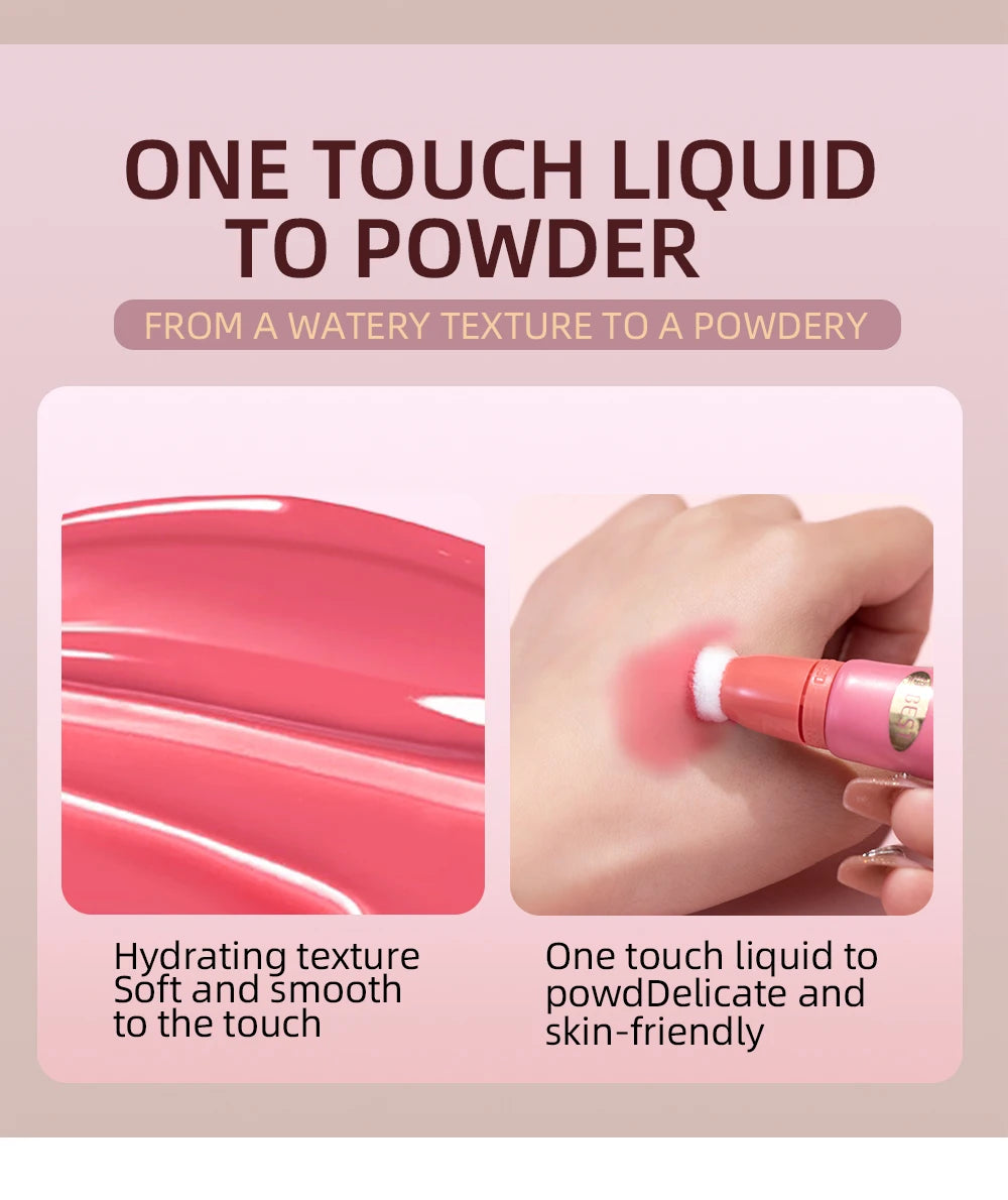 QIBEST Liquid Contour With Cushion Applicator Highlight Shimmer Natural Soft Moisturizing Cream Liquid Blush For Cheek Cosmetics