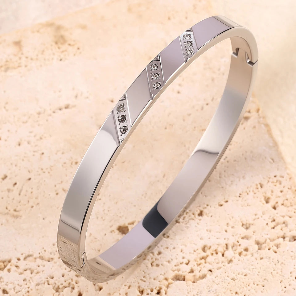 ZAKOL 5/1pcs Stainless Steel Bracelet With Shiny Zircon High-end Fashion Stacking Jewelry Birthday Party Gift for Women