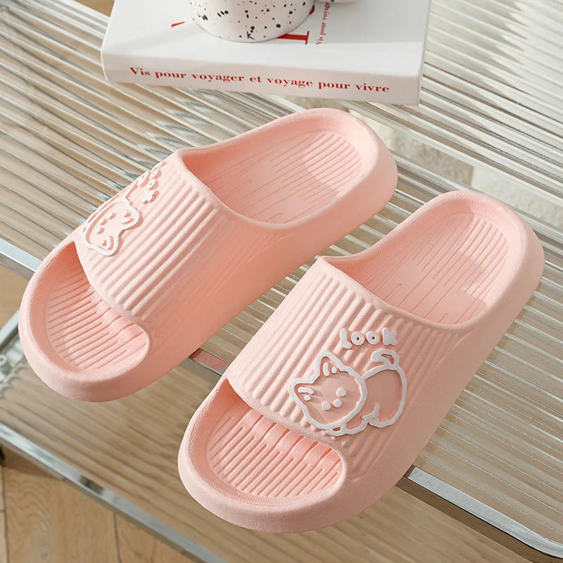 Fashion Cat Women Slippers Indoor Cute Cartoon Unisex Slides Bathroom No-Slip Light Sandals Family Soft Lovely Home Shoes