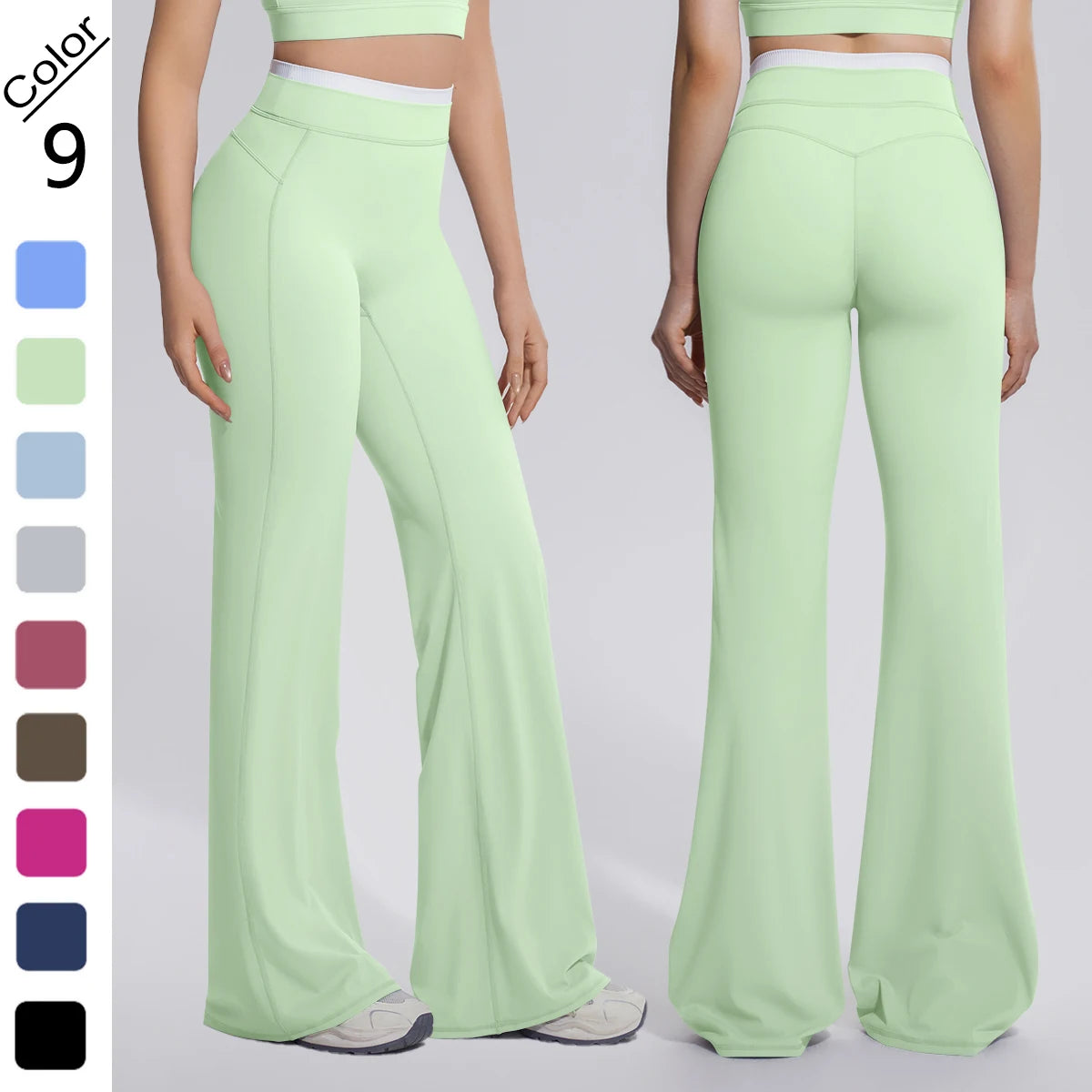 Rooftrellen Summer Woman Loose Breathable Yoga Wide Leg Pants Gym Running Quick Drying Yoga Pants High Stretch Bell-bottoms