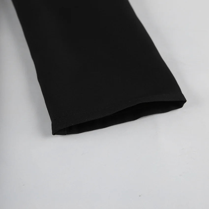 BKLD Hepburn Style Black A-Line Short Dresses Fashion Women's Clothing New V-Neck Puff Sleeve Single-Breasted Party Dress