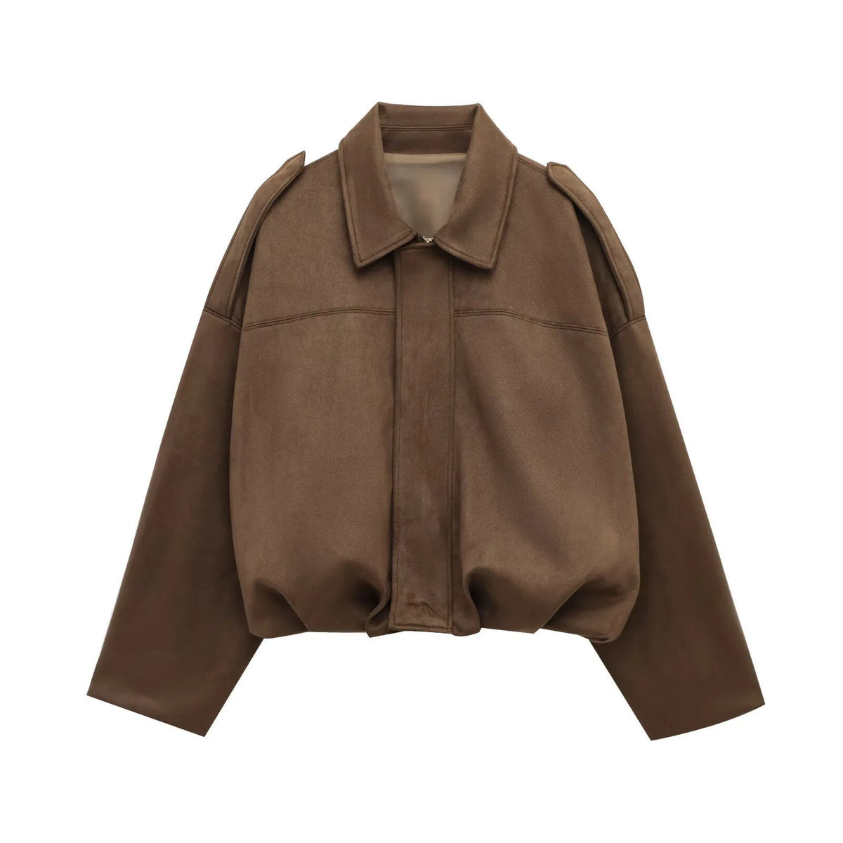 Vintage Suede Texture Bomber Jackets Women's Long Sleeve Loose Coats New Causal Autumn Winter Female Outerwear