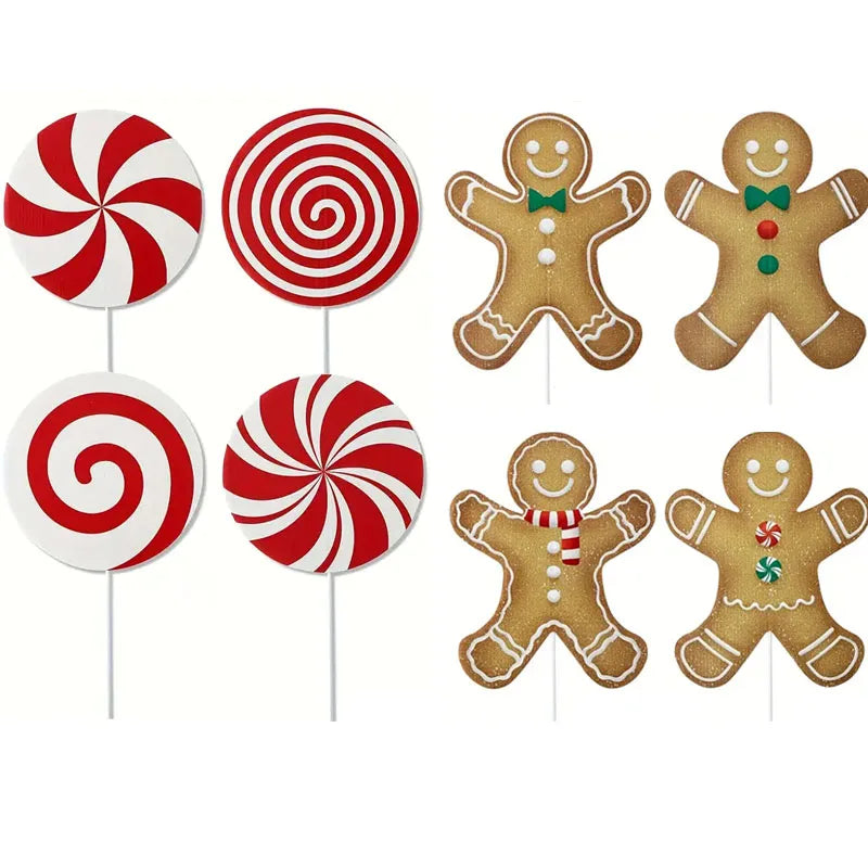 4/8/12pcs Large Gingerbread Man Christmas Tree Ornaments, Rustic Plastic Gingerbread Decorations, for Holiday Home, School