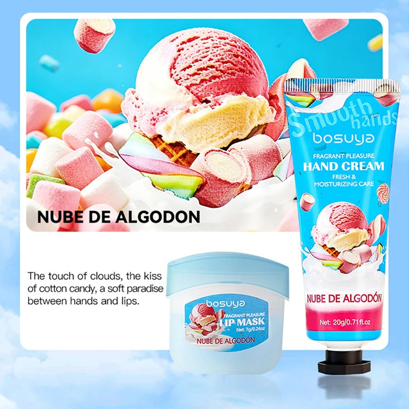 Hand Cream Lipstick Gift Box Coconut Candy Ice Cream Lasting Flavored Hand Cream Moisturizing And Hydrating Hand And Lip Care