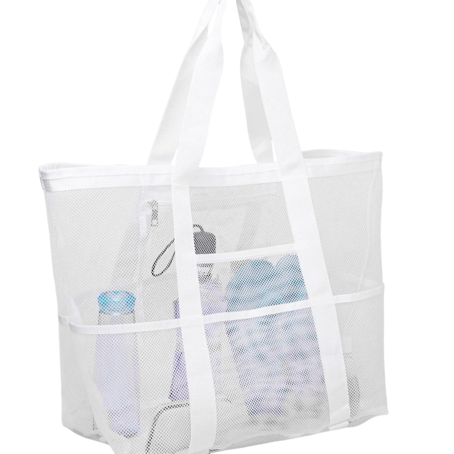 Mesh Beach Bags Beach Tote Bag With Multi Pockets Large Capacity Travel Tote Handbag Swim Pool Bag Multifunctional Storage Bag